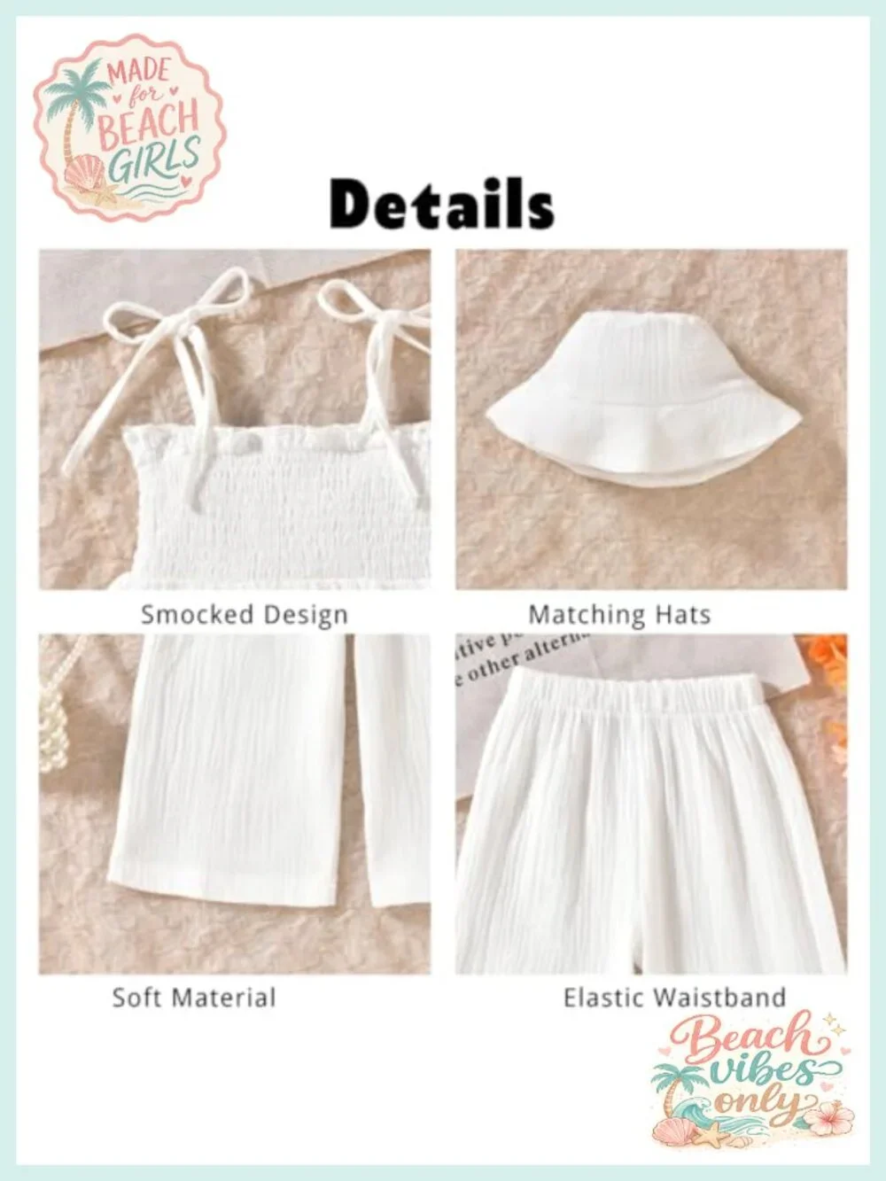 Toddler Girls Summer Outfit with Hat Top and Pants Set